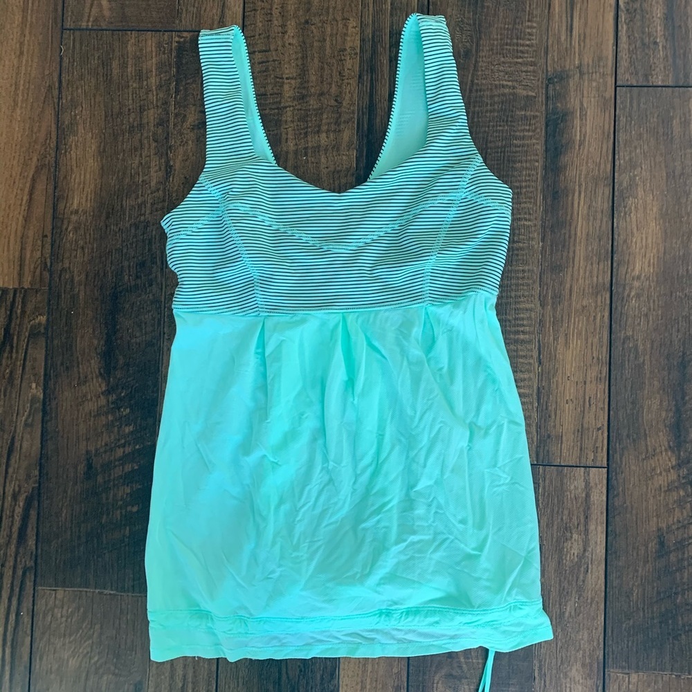 Lululemon striped athletic light green tank top - Picture 1 of 5